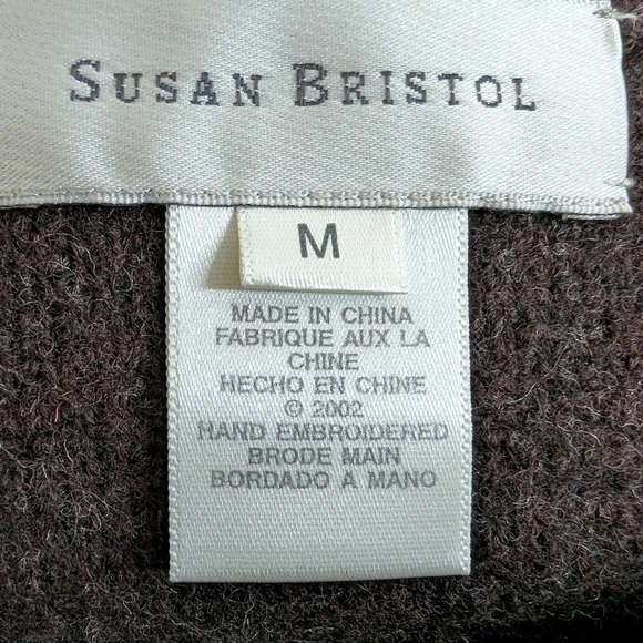 Susan Bristol vintage wool cardigan with floral embroidery sz M - Picture 7 of 8